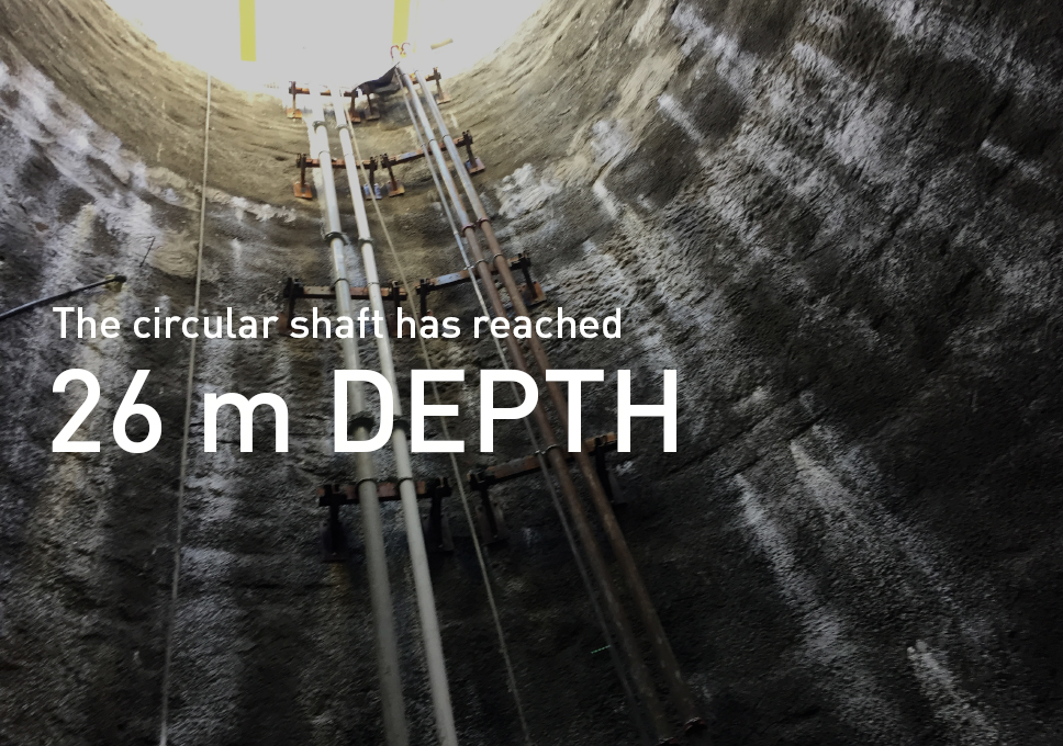The circular shaft has reached 26 m depth